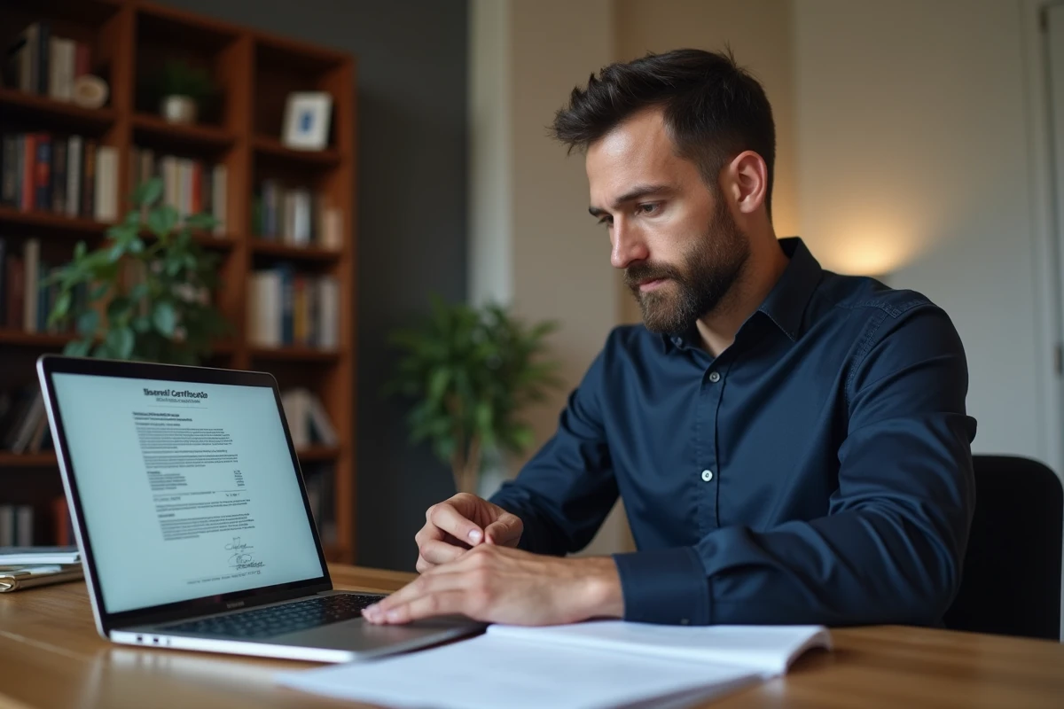 Chauffeur VTC consultant ses documents administratifs pour une demande d'équivalence de carte professionnelle en 2026