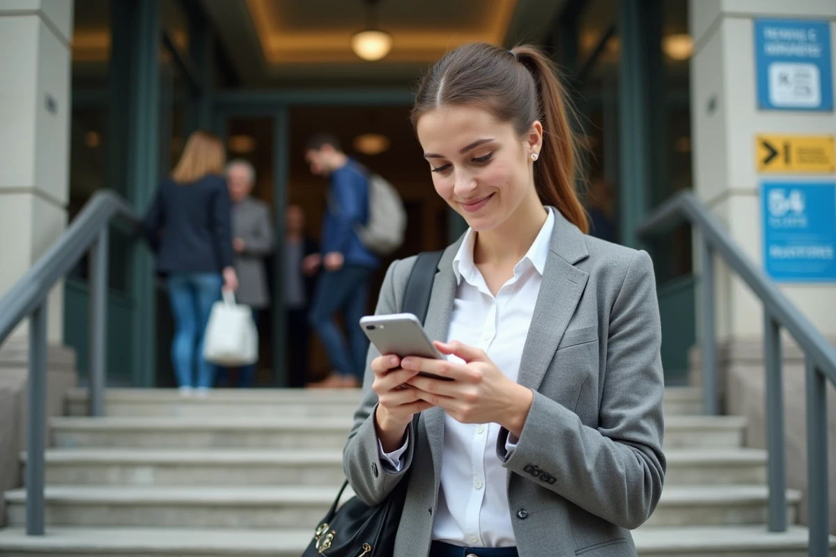 Jeune femme regardant son permis de conduire à l