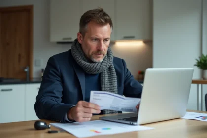 Homme d'âge moyen avec carte grise et papiers