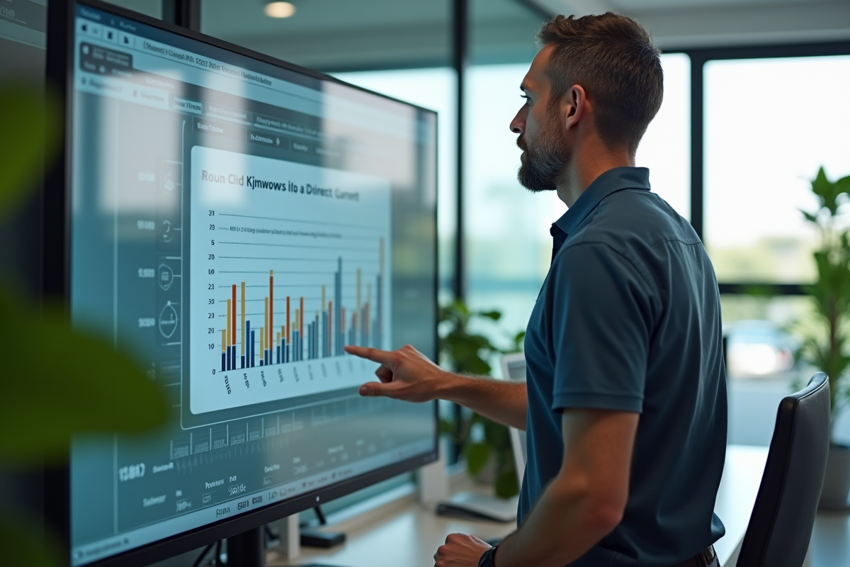 Ingénieur homme analysant un écran technique en bureau moderne