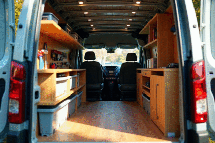 Intérieur organisé d'un Peugeot Expert avec rangement pratique