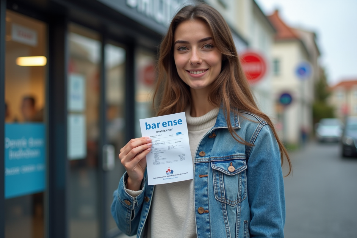 Jeune femme souriante avec permis de conduire français
