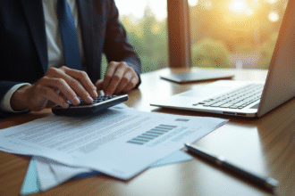 Personne analysant un contrat d'assurance au bureau