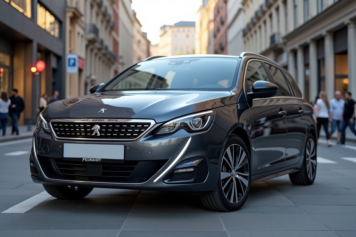 Peugeot 308 GT Line automatique en ville jour
