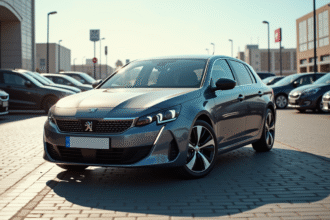 Peugeot 408 en concession en plein soleil