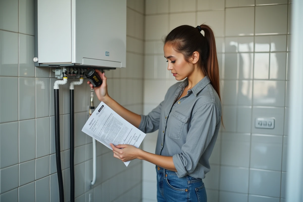 Jeune femme tenant un capaciteur dans un espace de réparation domestique